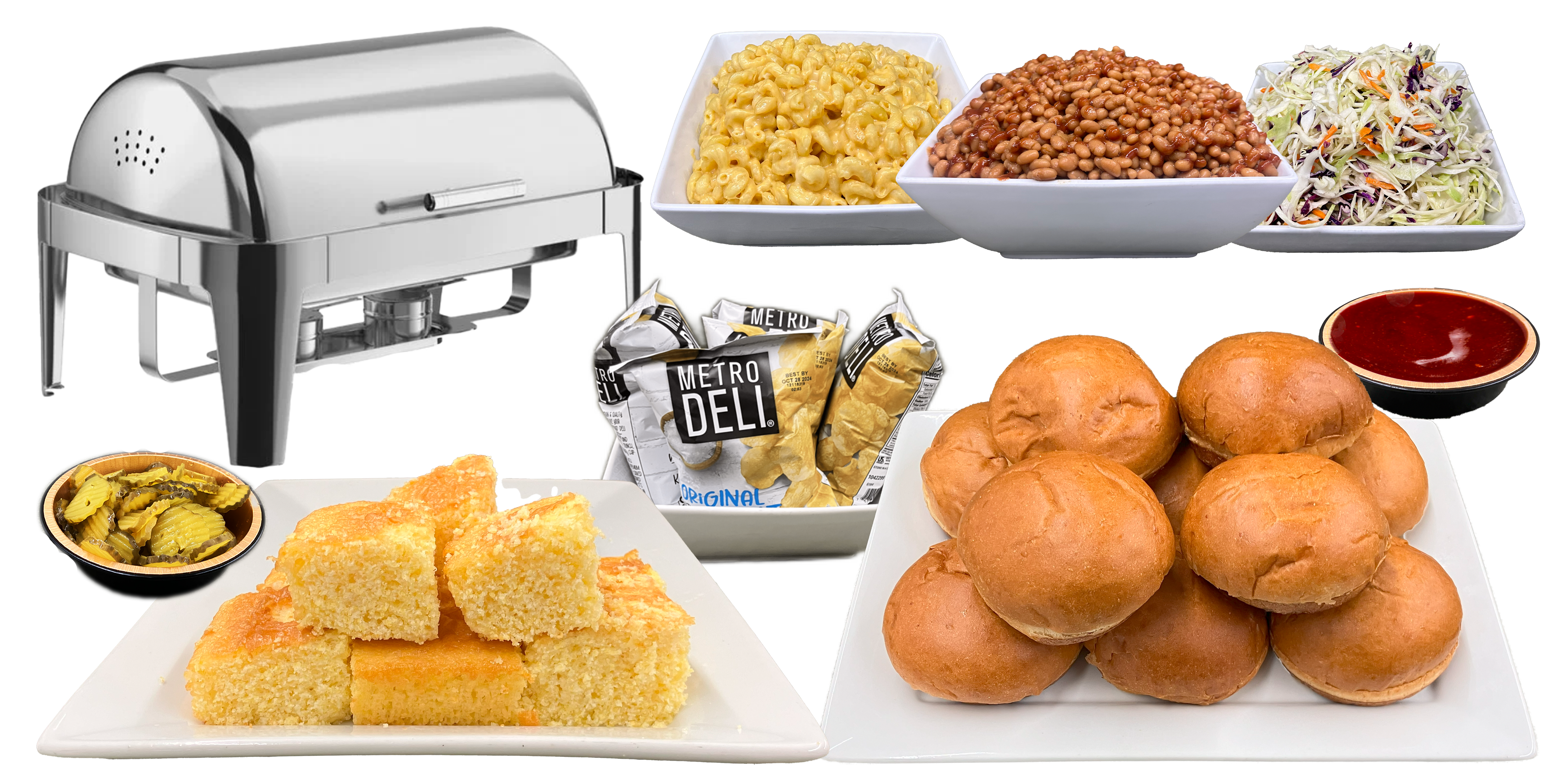 Barbecue Sandwich Banquet Buffet for 40+ with 90-minute Chef Service & Freshly Toasted Buns